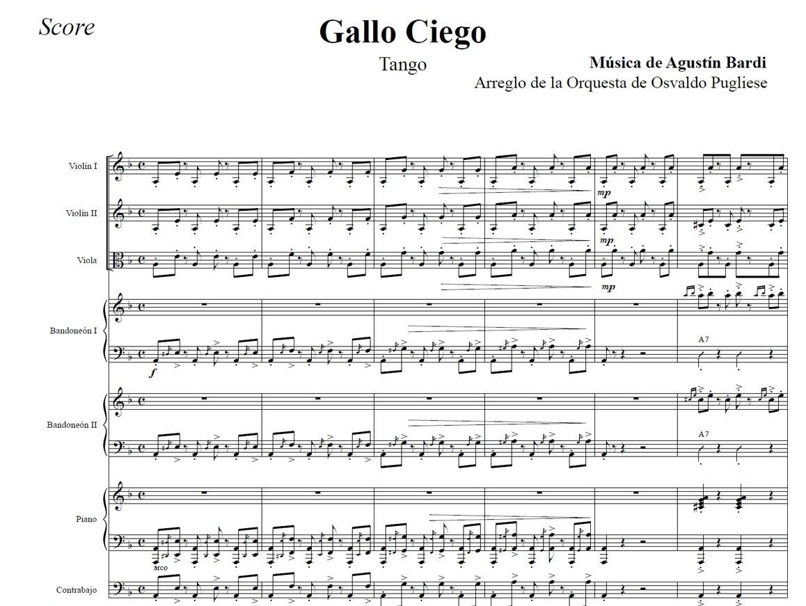 Gallo Ciego Orchestrierung